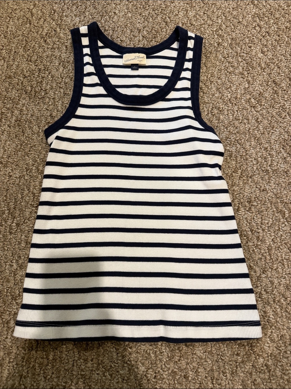 Universal Thread Navy & White Striped Ribbed Tank